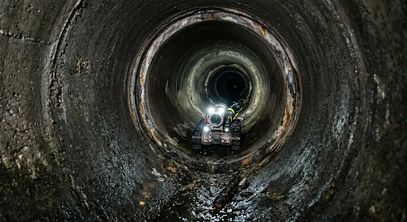 Robotic sewer camera inspecting pipe interior for Drain Snake Service in Silsbee